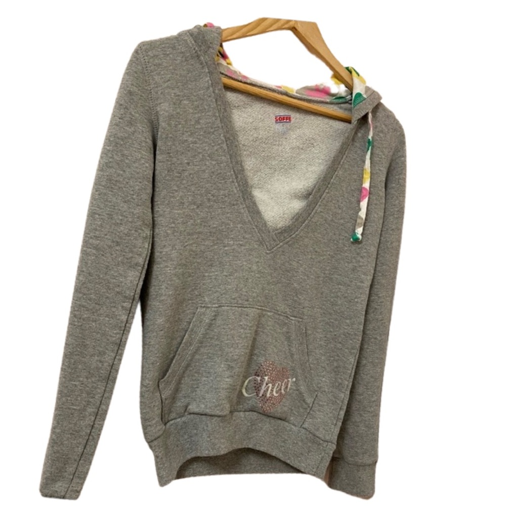 Soffe sweatshirt w/ large V neck & floral hoodie